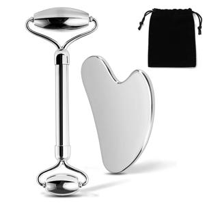 304 스테인리스 스틸 페이셜 롤러 메탈 괄사 페이셜 도구 세트 얼굴 및 바디 트리트먼트 림프 배수, 얼굴 긴장 완화, 내구성