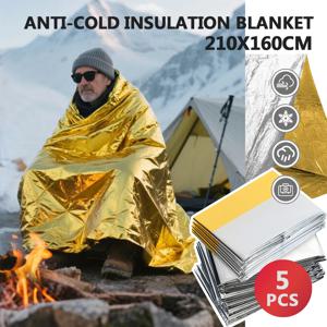 5팩 160X210CM 겨울 비상용 보온 담요 야외 생존용 따뜻한 포일 시트 낚시 캠핑 텐트 쉘터 식물 온실용