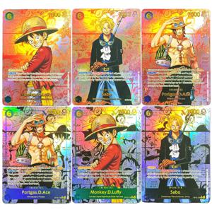셀프 메이드 프로시 One Piece OPCG 영어/일본어 루피 사보 에이스의 의지를 이어가는 OP-13 레드 골드 컬렉션 플래시 카드 장난감
