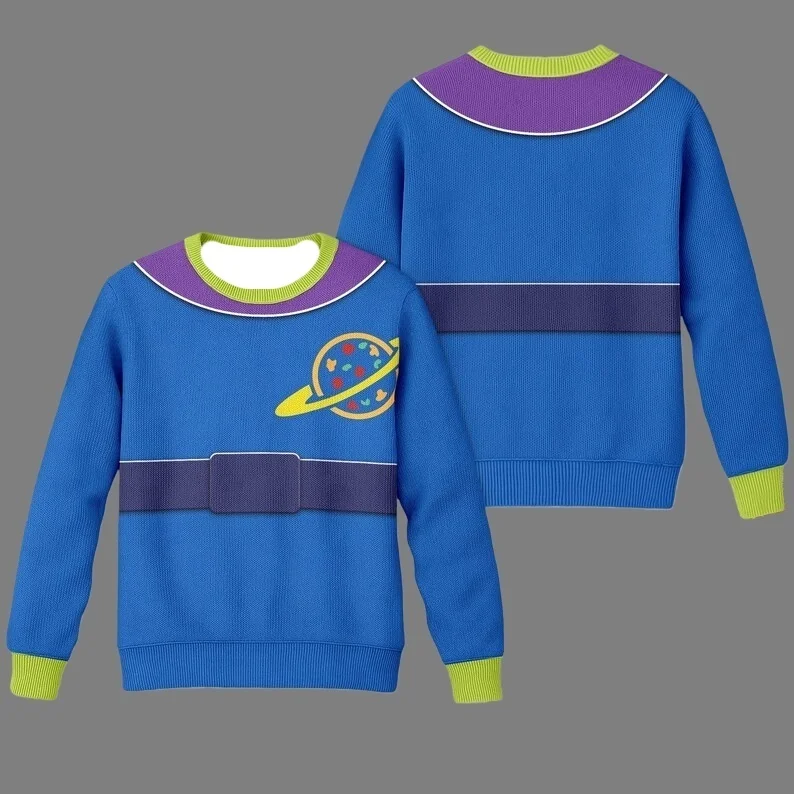 디즈니 버즈 라이트이어 코스프레 테마 어글리 스웨터 크리스마스 파티 라운드 넥 후디 대형 성인용 가을/겨울 상의 신상