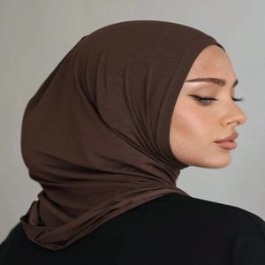 부드러운 탄력성 모달 풀온 히잡 무슬림 풀커버 넥 인스턴트 히잡 이슬람 레디 투 웨어 히잡 스카프 헤드랩 라마단 기도용