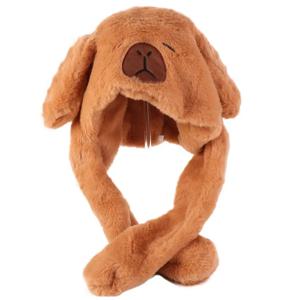 창의적인 카피바라 점핑업 모자 플러시 동물 귀 움직이는 모자 푹신한 부드러운 플러시 모자 장난감 재미있는 장난감