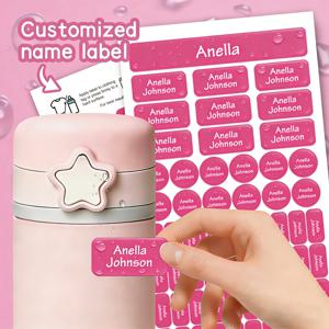 140개 맞춤형 이름 스티커, 방수 비닐 이름표, 학용품, 병, 도시락용