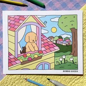 낮부터 밤까지의 보비 베어 색칠책, 어린이 색칠 스트레스 해소 색칠책, 성인 낙서 그림책