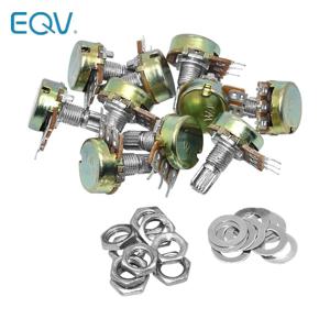 10PCS WH148 선형 전위차계 B1K B2K B5K B10K B20K B50K B100K B250K B500K B1M 15mm 샤프트 (너트 와셔 포함) 3pin WH148