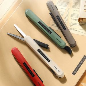 Kokuyo 작은 특수 접이식 가위 수지 오프너 종이 포장 사무실 학교 F7274에 대한 휴대용 안전 펜 커터