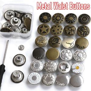 의류 청바지용 나사 청동 실버 버튼, 허리에 딱 맞음, 네일프리 금속 저지 단추 스크루 드라이버, 10 개, 30 개