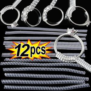링 크기 축소 도구, 나선형 용수철 기반 링 조정, 보이지 않는 투명 조임기, 크기 조정 도구, 보석 가드, 12 개/세트