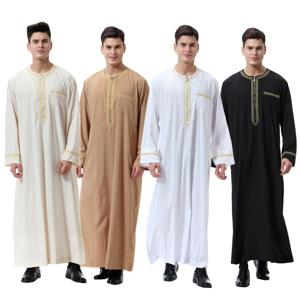 이슬람 이슬람 의류 남성 Jubba Thobe 인쇄 지퍼 기모노 긴 가운 사우디 Musulman 착용 abaya caftan 이슬람 두바이 아랍 드레싱