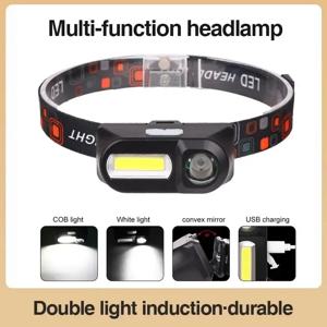 강력한 COB+LED 헤드램프 1500LM USB 충전식 헤드라이트 방수 헤드 램프 캠핑 사이클링을 위한 밝은 헤드 손전등
