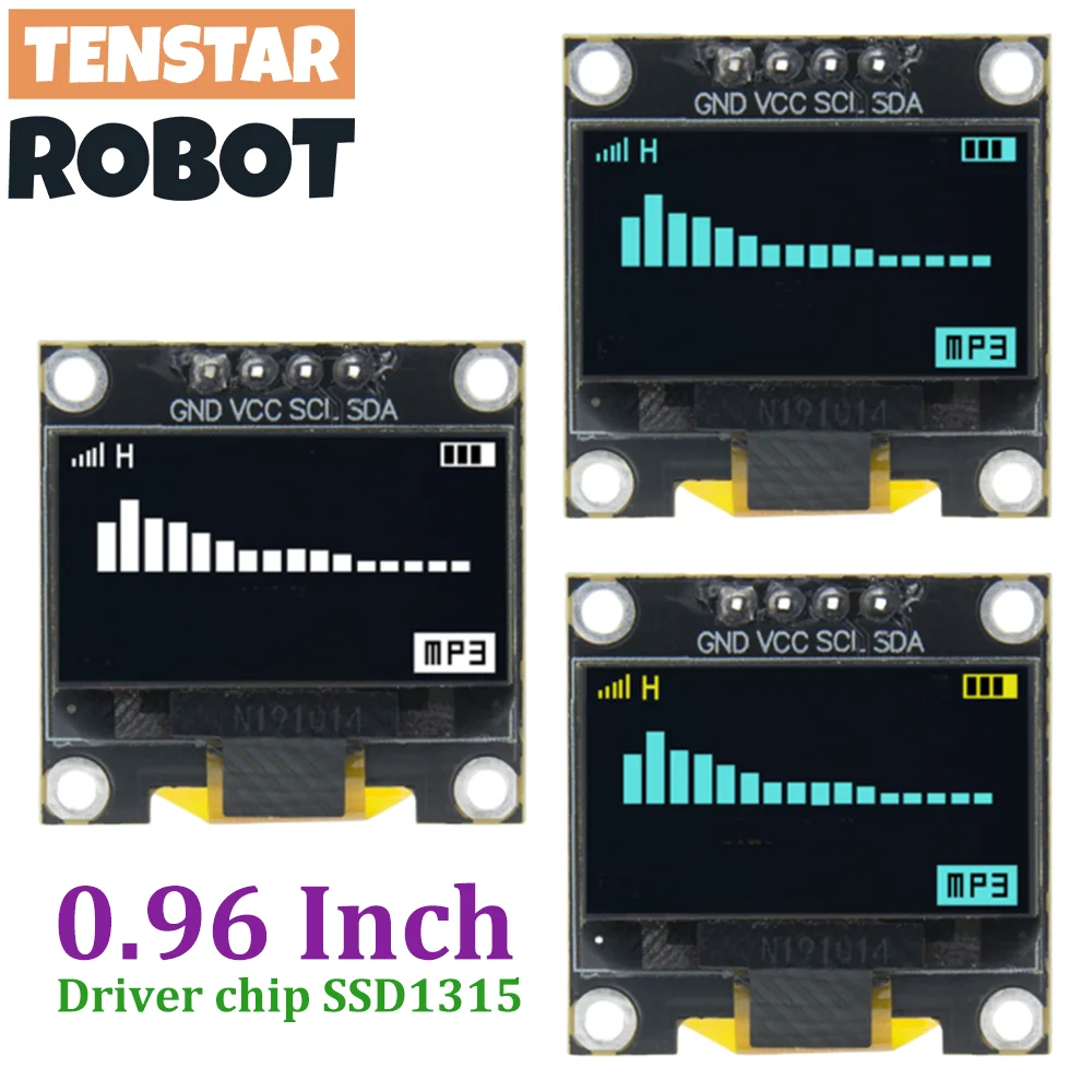 TENSTAR 0.96 인치 I2C OLED 디스플레이 모듈 드라이버 칩 SSD1315 흰색 파란색 노란색 128X64 4Pin IIC 직렬 12864 LCD 스크린 보드
