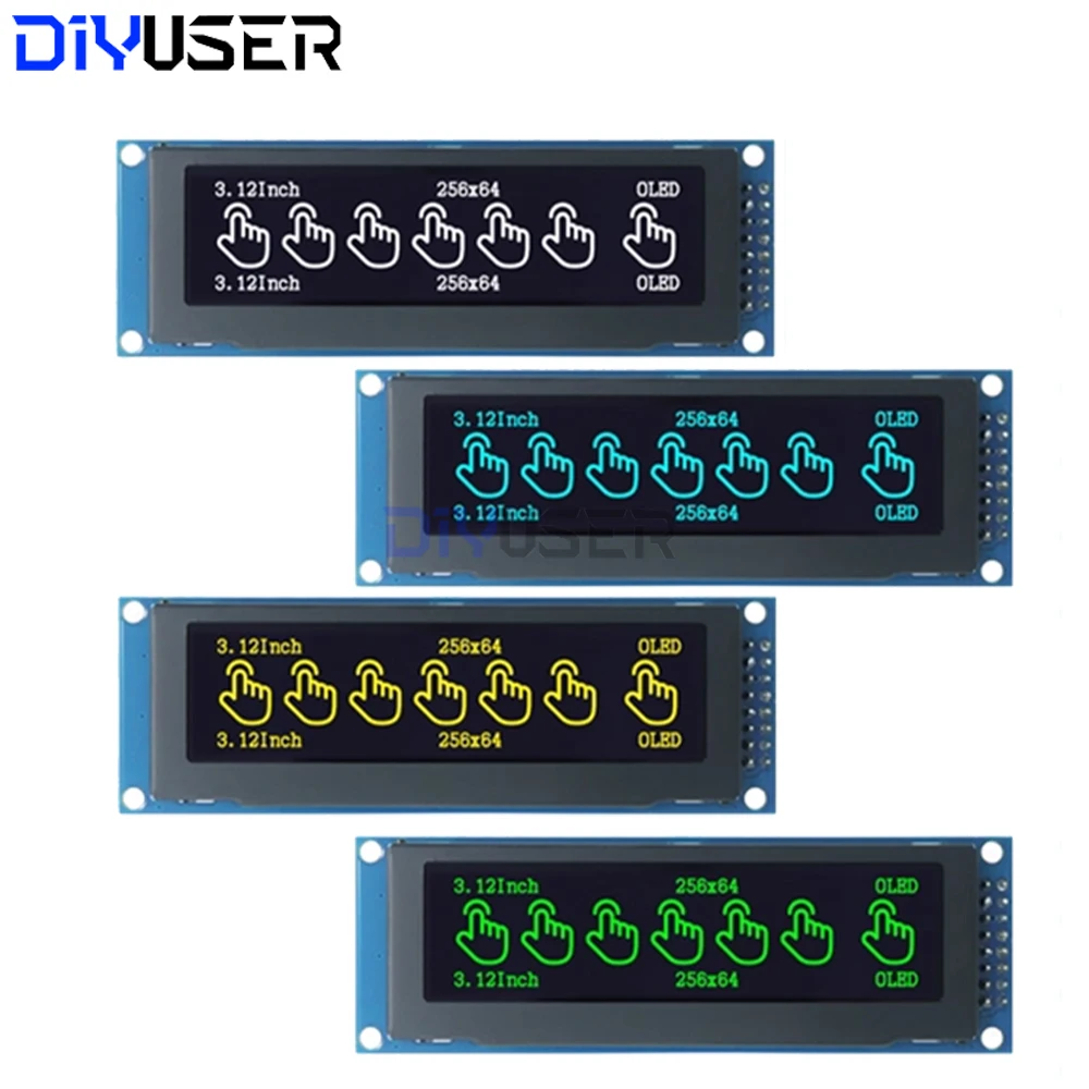 Arduino STM32 Raspberry Pi용 3.12인치 OLED 디스플레이 모듈 SSD1322 256x64, 사전 납땜 핀 헤더가 있는 SPI I2C 인터페이스