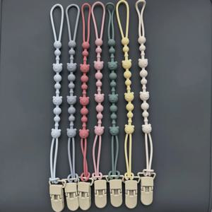 1PCS 아기 안티 드롭 체인 젖꼭지 클립 실리콘 구슬 유아 젖꼭지 Appease Soother 체인 클립 더미 홀더 젖꼭지 클립