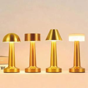 골드 레트로 LED 테이블 램프 터치 디밍 충전식 데스크 라이트 레스토랑 커피 바 분위기 백라이트 홈 침실 장식