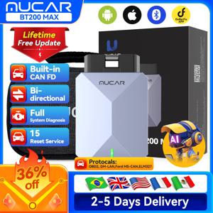 평생 무료 업데이트 MUCAR BT200 Max OBD2 스캐너 CAN FD 양방향 제어 모든 시스템 진단 도구 15가지 리셋 기능 모든 차량용