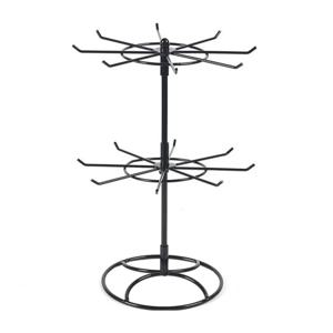 회전식 쥬얼리 디스플레이 스탠드, 2 단 원형 금속 목걸이 정리함, 걸이식 귀걸이 반지 팔찌 시계 액세서리