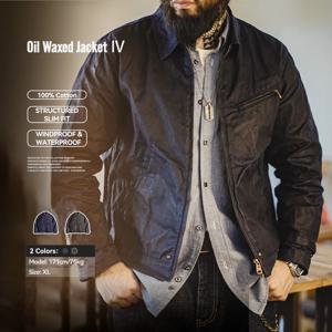 Maden 남성용 빈티지 IV 오일 왁스 캔버스 자켓 옷깃 지퍼 짧은 겉옷 남성용 봄, 가을 자켓 용 클래식 슬림 피트