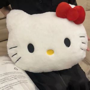 애니메이션 Sanrio 헬로 키티 귀여운 만화 머리 플러시 베개 소파 침대 옆 쿠션 자동차 쿠션 낮잠 베개 소녀를위한 생일 선물