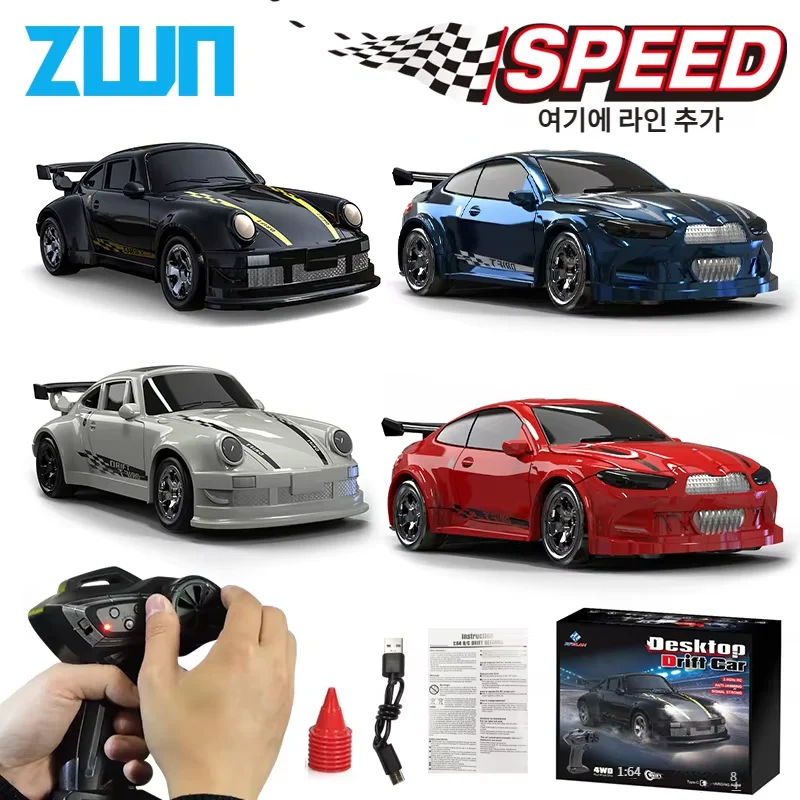 KF20 1/64 고속 드리프트 RC카 2.4G 4륜구동 무선 조종 데스크탑 미니 GTR 레이싱 모델 자동차 남아용 어린이 장난감 선물