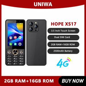 UNIWA HOPE XS17 4G 터치 스크린 키패드 전화 3.5 인치 안드로이드 8.1 듀얼 SIM 카드 2GB RAM + 16GB ROM 2500mAh 핸드폰 Whatsapp GPS