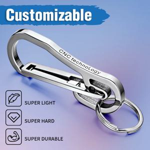 고급 스테인레스 스틸 키체인 맞춤형 레터링 키링, 남녀공용 자동차 버클 키체인 링 거치대, K415