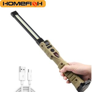 접이식 COB XPE LED 작업등 손전등 USB 충전식 토치 자석 베이스 및 후크, 비상 차량 검사등 빨간색 SOS