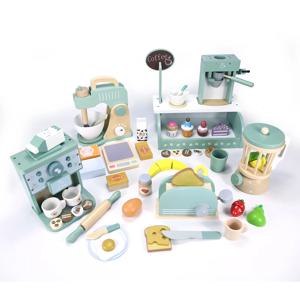 아이 나무 주방 척 놀이 장난감 시뮬레이션 나무 커피 기계 Juicer 토스터 기계 믹서 조기 교육 교육