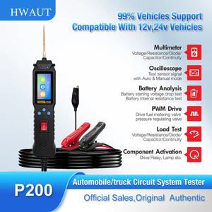 HWAUT P200 자동차 회로 테스터 12V/24V 파워 프로브 키트 전기 시스템 진단 도구 AC/DC 전압 및 연속성 측정기