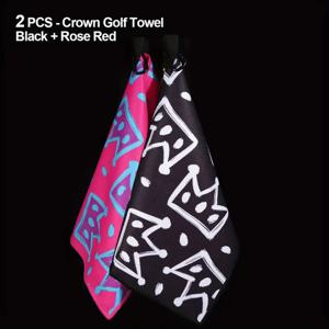 2개 골프 타월, 속건성 초흡수성 와플 원단, 골프/피클볼/볼링 애호가를 위한 창의적인 선물, 블랙 & 핑크