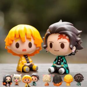 데몬 슬레이어 액션 피규어 귀멸의 칼날 카마도 탄지로 네즈코 아가츠마 젠이츠 액션 피규어 애니메이션 모델 스태츄 장난감 선물