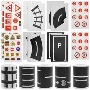 2/4/5Pcs DIY 철도 도로 테이프 교통 스티커 접착 지능 경로 마크 안전 교육 크리 에이 티브 연구 도로 표지판 도구