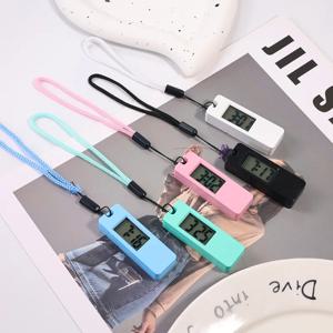 어린이를위한 빛나는 LED 키 체인 주머니 시계 침묵 LCD 디지털 디스플레이 휴대용 학생 시험 연구 데스크탑 시계 남자 여자