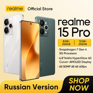[월드 프리미어] realme 15 Pro 5G 스마트폰 스냅드래곤 7 Gen 4 칩셋 7000mAh 배터리 80W 충전 트리플 50MP 카메라 6.8인치 144Hz