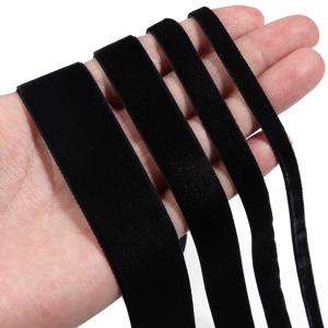 5-10 야드 블랙 벨벳 리본 롤 DIY 공예를위한 단면 플록 리본 바느질 헤어 액세서리 선물 포장 및 보석