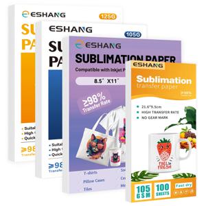 잉크젯 프린터용 A4/레터 사이즈 승화지 105g 또는 125g 승화 전사 블랭크 종이 재료 DIY 티셔츠 머그컵