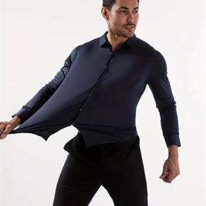 프리미엄 남성용 울트라 스트레치 드레스 셔츠 긴팔 고품질 비즈니스 정장 구김 방지 부드러운 흰색 남성 의류