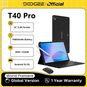 【브랜드+】DOOGEE T40 Pro 태블릿 12인치 IPS 2.4K 20GB(8 + 12) 512GB 안드로이드 14 헬리오 G99 18W 충전 쿼드 스피커 7.6mm 초슬림