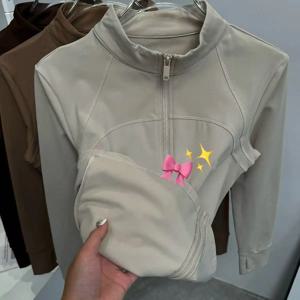 요가복 여성용 고급 스탠딩 칼라 긴팔 스포츠 재킷 러닝 트레이닝 피트니스 탑 방풍 러닝복