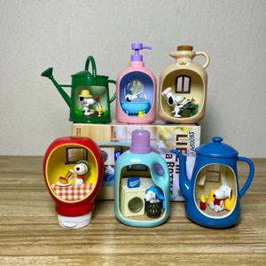 스누피의 병 속의 삶 블라인드 박스 장난감 미니어처 장면 귀여운 스누피 애니메이션 피규어 모델 인형 장난감 수집 장식품 어린이 선물