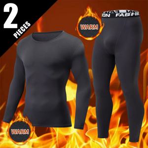 2피스 가을/겨울 남성용 두꺼운 따뜻한 속옷 세트 대형 단색 캐주얼 스포츠 베이스 셔츠 사이클링 피트니스 신축성 있는 허리 팬츠