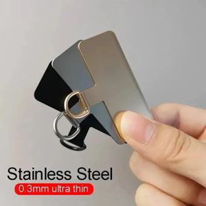 1/2/3개 스테인리스 스틸 행잉 XYun 클립 분실 방지 메탈 폰 랜야드 테더 탭 카드 울트라 씬 휴대폰 슬링 피스 패치