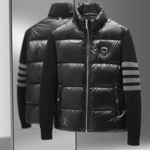 새로운 니트 두꺼운 겨울 재킷 남성 패션 브랜드 따뜻한 아우터웨어 오리털 코튼 코트 4줄 스트라이프 고급 스타일