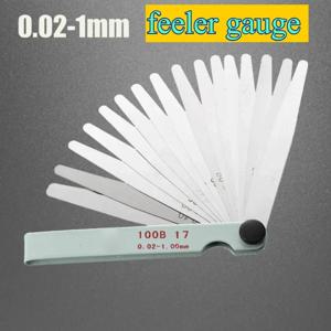 필러 게이지 17 블레이드 필러 게이지 미터법 갭 필러 0.02-1.00mm 게이지 측정 도구 엔진 밸브 조정용