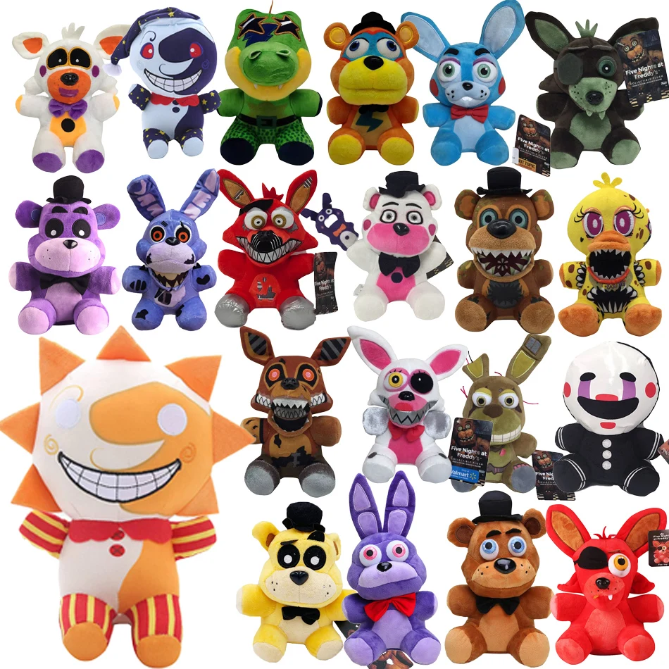 2026 핫 FNa 나이트 앳 프레디 Fnfa 귀여운 봉제 인형 보니 베어 폭시 만화 캐릭터 인형 프레디 장난감 어린이 팬 선물