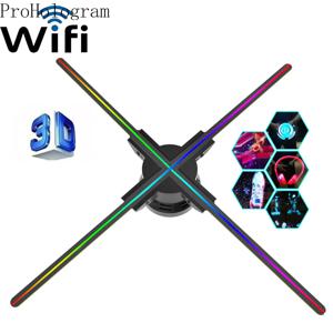 3D 팬 홀로그램 프로젝터 Wifi 디스플레이 광고 로고 빛 Led 기호 홀로그램 램프 3차원 프로젝터 52-80CM