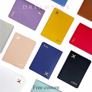 개인화 된 이니셜 여권 소지자 금 비행기 여행 액세서리 커버 맞춤 이름 결혼 선물 회사 로고 여권 슬리브