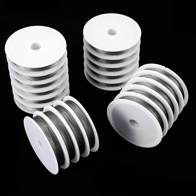 1 롤 스틸 와이어 로프 0.3 0.35 0.38 0.45 0.5 0.6 0.7 0.8mm 스테인레스 스틸 와이어 코드 DIY 쥬얼리 액세서리 만들기