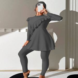 3PCS Burkini Femmes 여성 이슬람 수영복 꽃 긴 인쇄 전체 커버 수영복 Hijab 이슬람 Beachwear 수영 수영복