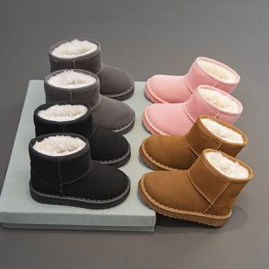 어린이 스노우 부츠 레저 두꺼운 모피 플랫폼 겨울 어린이 짧은 부츠 4 색 슬립 온 남여 간결한 스타일 소년 소녀 신발