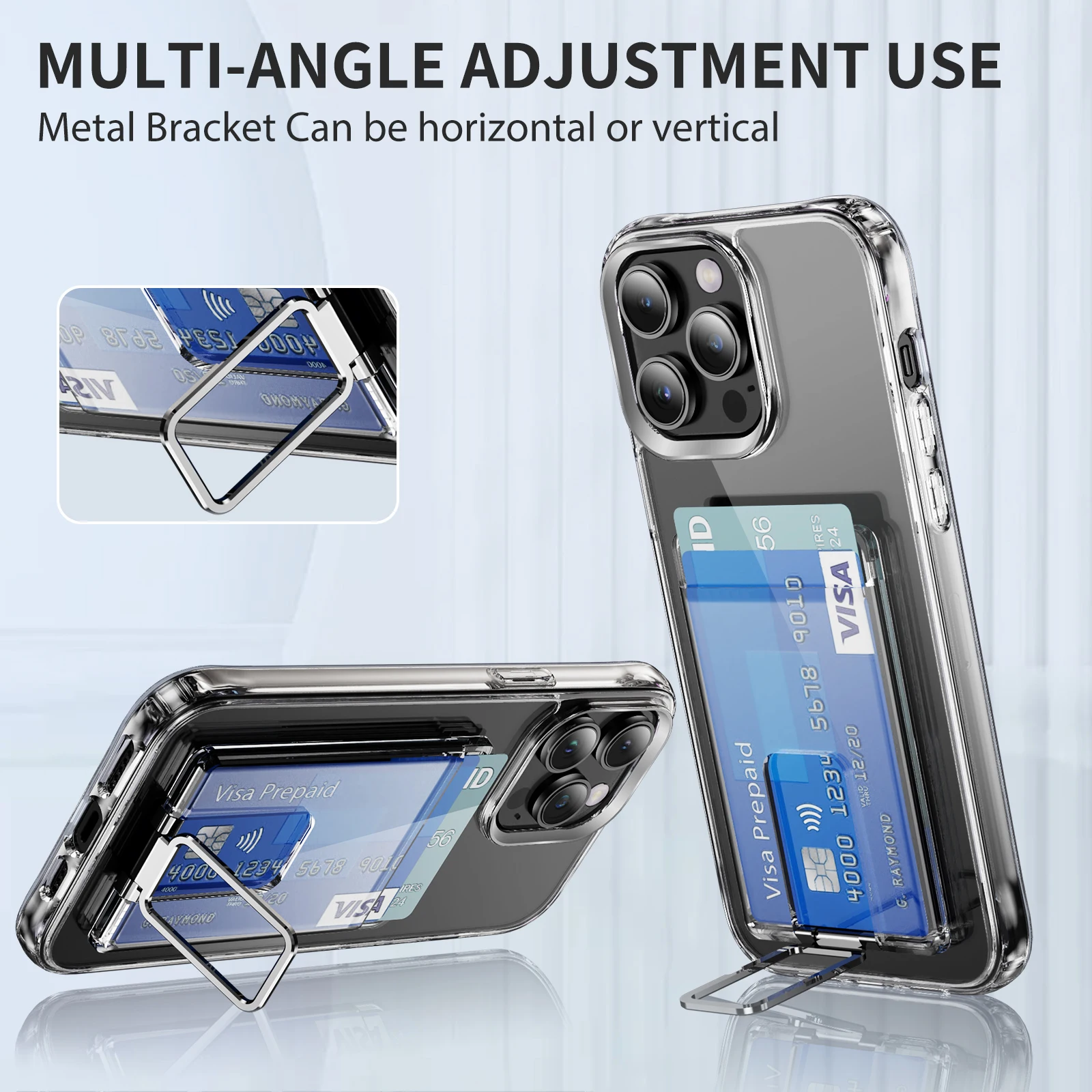 마그네틱 폰 카드 홀더 2 in 1 마그네틱 카드 스탠드 은행 카드 보관함 (맥세이프 아이폰 16 15 14 13 12 호환) 안전 폰 쉘 마운트